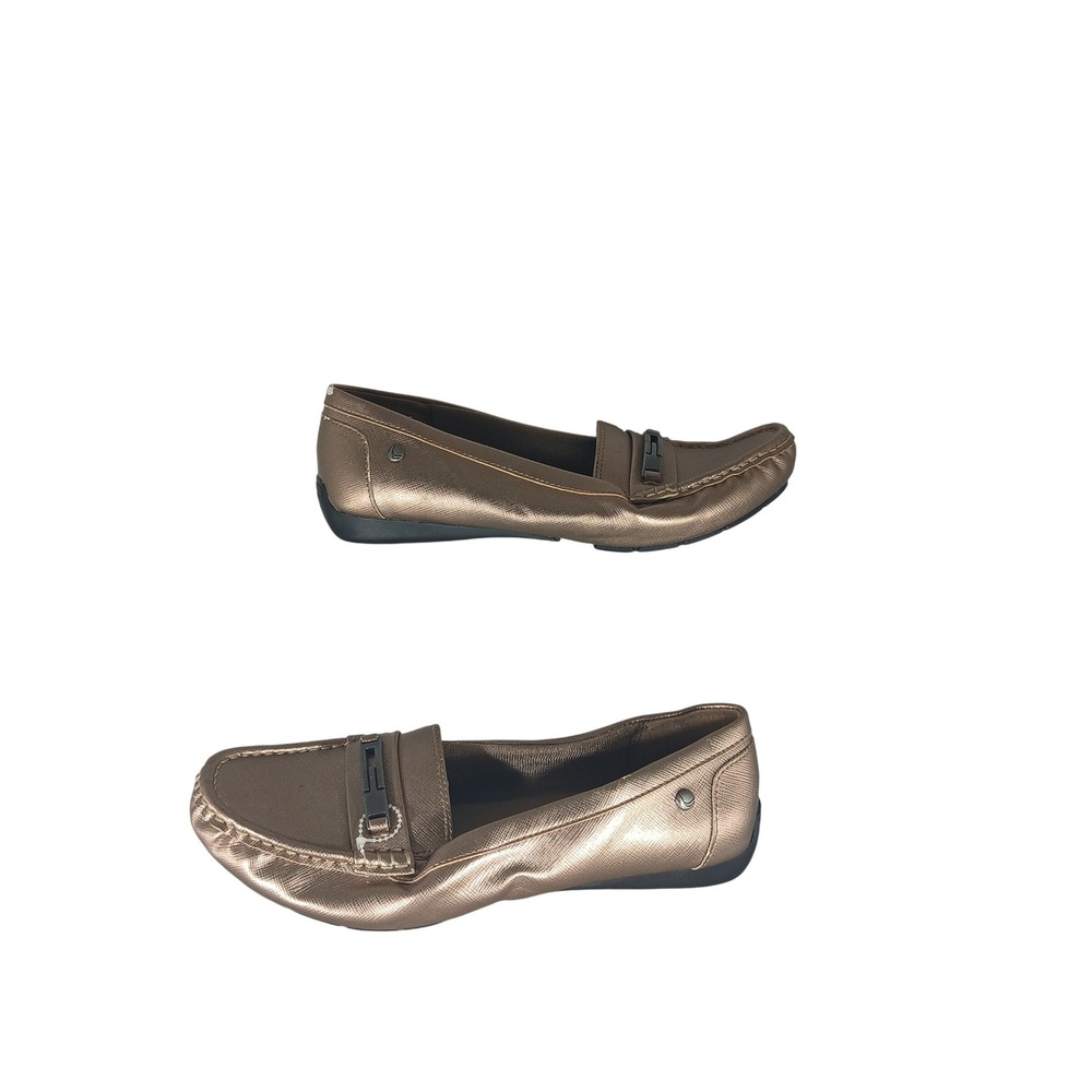 LifeStride Viva Loafers 8W Bronze Metallic Memory Foam Comfort Flats Business